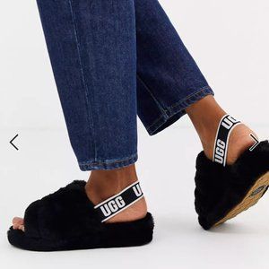 Like New UGG Fluff Yeah Black Size 11 Slide Slipper Sandal